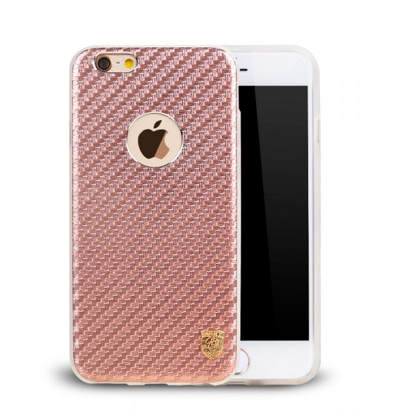 Wholesale iPhone 7 Plus Carbon Fiber Armor Hybrid Case (Rose Gold)